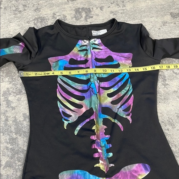 New Tipsy Elves Iridescent Skeleton Bodysuit Costume Jumpsuit Catsuit Black Sz M - Picture 9 of 12